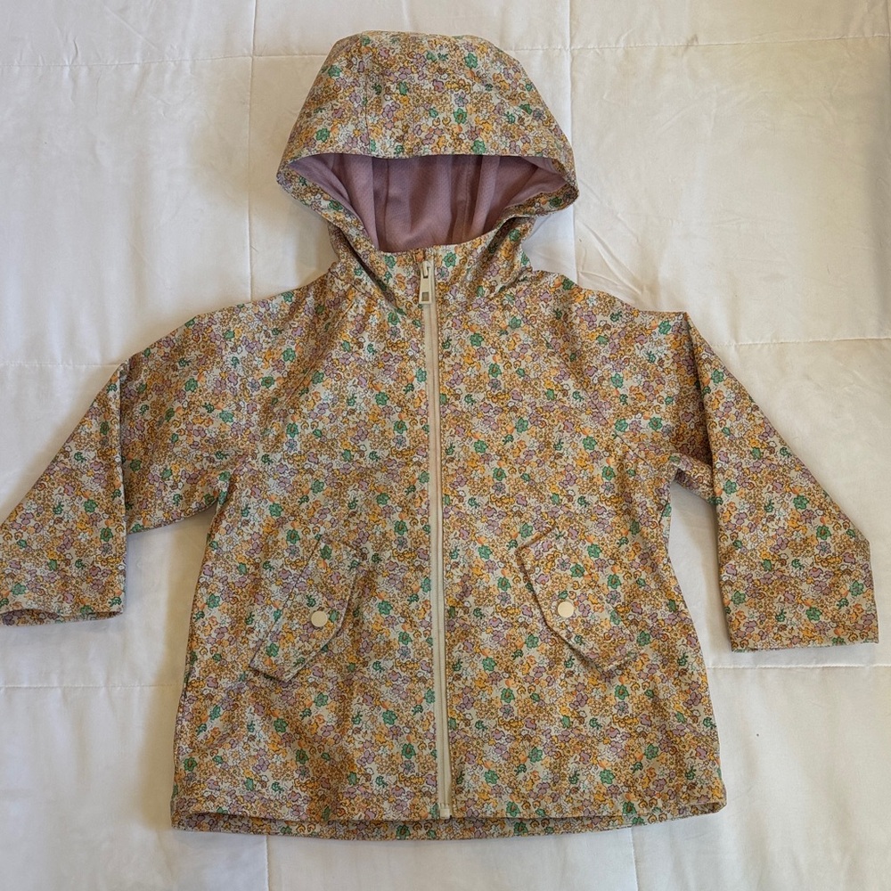 Zara Girls Floral Rain Jacket size 5-6 years, hood & pockets - great condition.